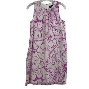 DKNY Womens Purple Floral Clip Dot Sleeveless Shift Dress‎ White Size 2